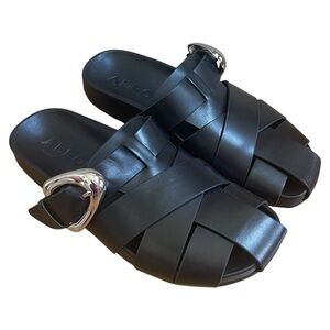 Aerosoles Women's Liberty Mule fisherman sandals black genuine leather Sz 7.5